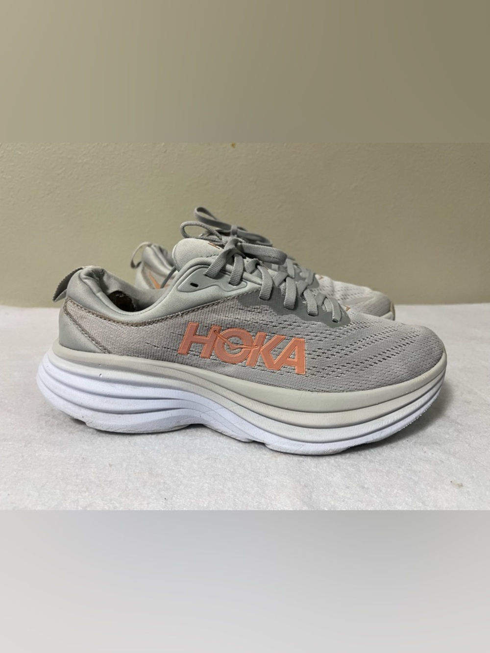 Hoka One One Bondi 8 Wide Harbor Mist Lunar Rock Womens Sneakers Sz 7.5 B